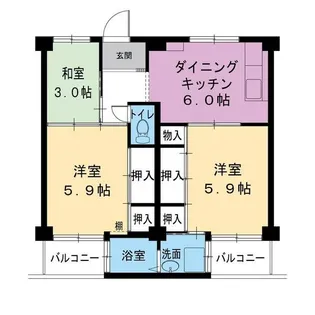 ビレッジハウス紀三井寺2号棟【5階】の間取り