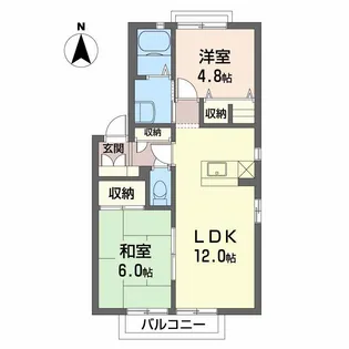 ディアスNOBUHIRO B棟【1階】の間取り