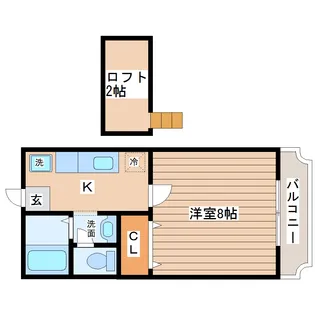 ホワイトキャッスル栗生7番館【2階】の間取り