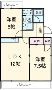 2LDKの間取り画像