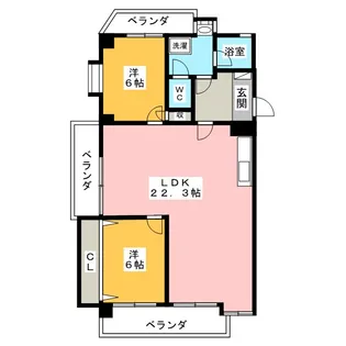 パレス鹿子殿【4階】の間取り