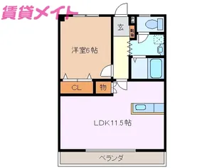 コーキア富洲原【3階】の間取り