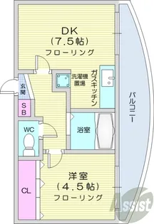 ヴィレッジ円山【4階】の間取り