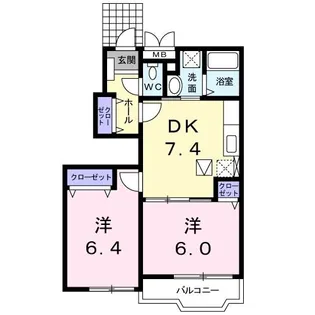 カレッジコート E【1階】の間取り