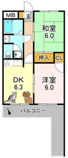 大阪府大阪市平野区長吉川辺4【マンション】の間取り