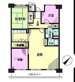 入船東エステート1号棟【3階】の間取り