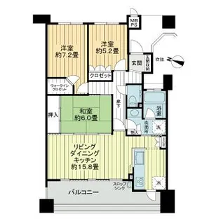 ライオンズマンション高槻リバーサイド【4階】の間取り