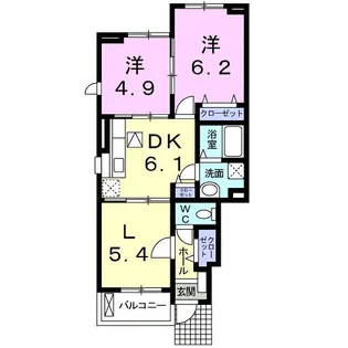 グラース 桜【1階】の間取り