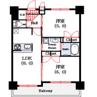 エステムプラザ心斎橋EASTIVブランディア【10階】の間取り