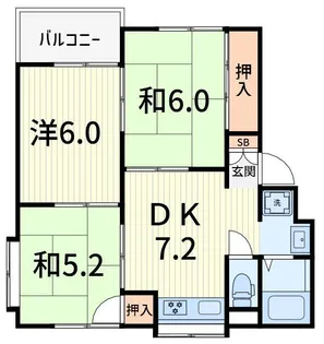 ニコーホームマンションC棟【3階】の間取り