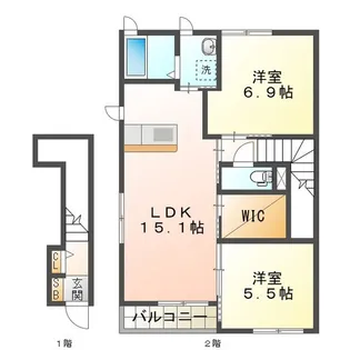 サンセール B【2階】の間取り