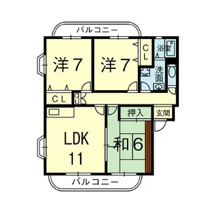サンビレッジ平成C棟【1階】の間取り