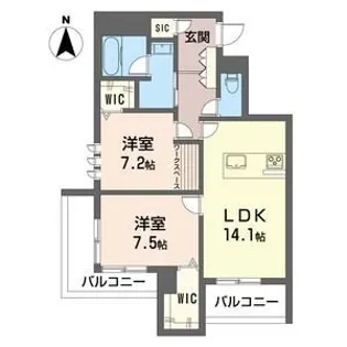 BETON AJURE せせらぎ【3階】の間取り