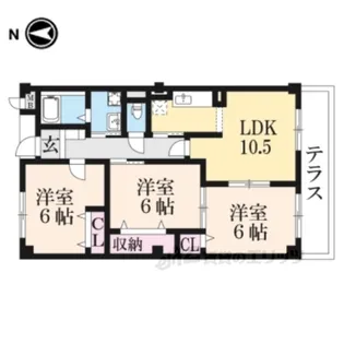 ラフィーネ生駒【1階】の間取り