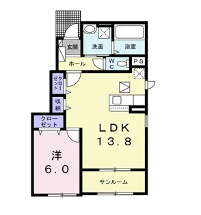 ラ・ヴィ・カルムB【1階】の間取り