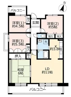 URアーベイン東三国【5階】の間取り