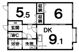 Aフラット芦野【2階】の間取り