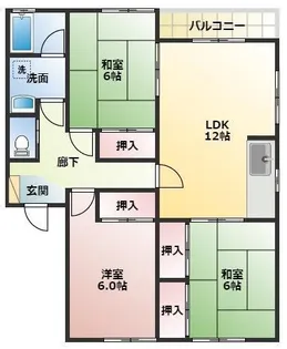 ハイパークK K棟【2階】の間取り