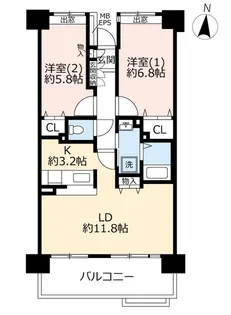 URグリーンプラザ園生【4階】の間取り