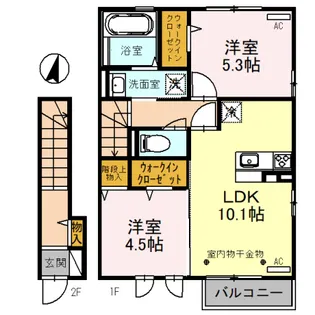 ル・リアン B棟【2階】の間取り
