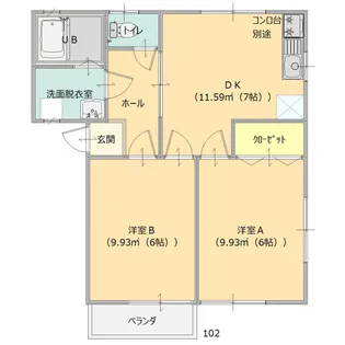 ハイツ幸II【1階】の間取り