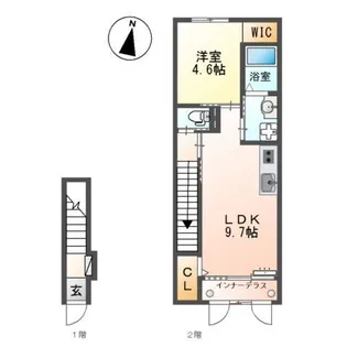 仮)ユニヴァリィII岩曽【2階】の間取り