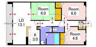 アマネセール西之町【9階】の間取り