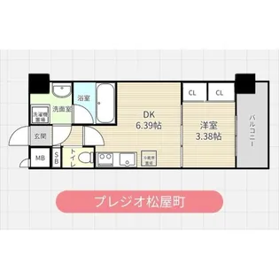 大阪府大阪市中央区松屋町住吉【マンション】の間取り