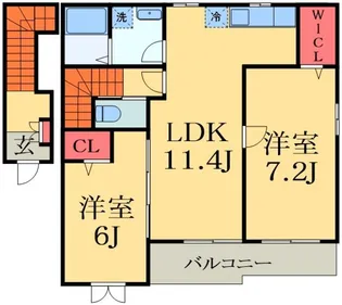 ハーモニールージュ【2階】の間取り