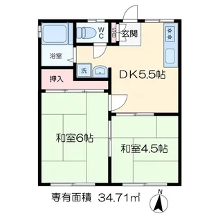 浜中コーポ【1階】の間取り