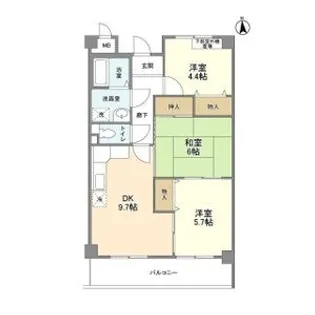 グリーンコート若草【4階】の間取り