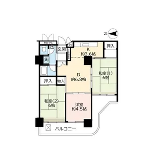 UR武庫川【23階】の間取り