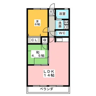グローリーハイツC棟【2階】の間取り