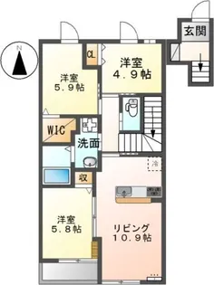 クレジデンス大和B【2階】の間取り