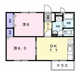 グリーンハイツ池川B棟【1階】の間取り