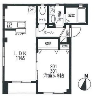 ビューノ中野【3階】の間取り