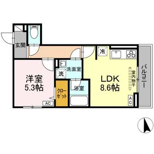 DROOMGrass中町【2階】の間取り