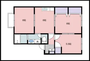 シャトーさつき【1階】の間取り