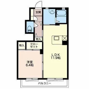 アンソレイエB【1階】の間取り