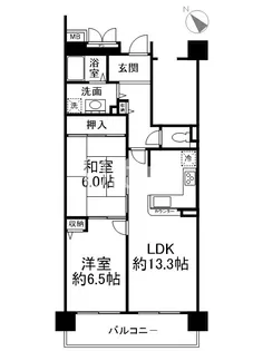 ユニライフ宇治琵琶【2階】の間取り