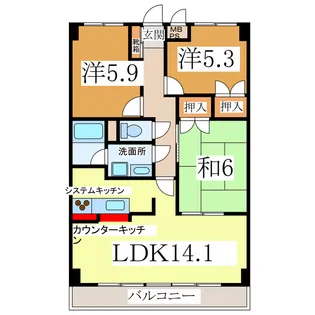 ヴィラフォーシーズン【3階】の間取り