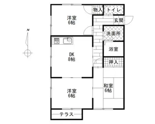 ハピネス浅田【2階】の間取り