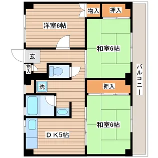 ビレッジハウス四郎丸1号棟【2階】の間取り