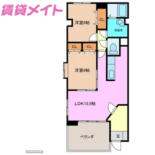 エスポワールII【1階】の間取り