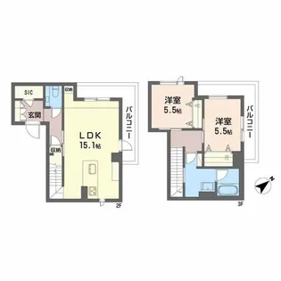 シャーメゾンハマヴィラガーデン警固の間取り