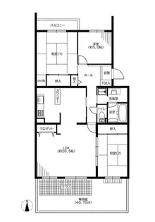 ベルフラワーズ大住台2号棟【1階】の間取り