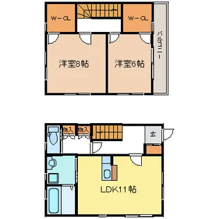 宮城県仙台市若林区中倉3【一戸建】の間取り
