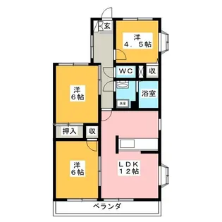サニープレスキャッスルA【3階】の間取り