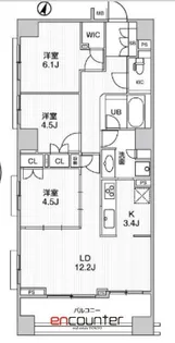 パークハウス練馬春日町【3階】の間取り