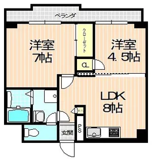 扇町イトウマンション【4階】の間取り